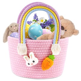 LOOIKOOS Baby Easter Baskets Easter Egg Hunt Baskets for Kids, Cute Bunny Gift Basket for Baby Decorations Party Supplies