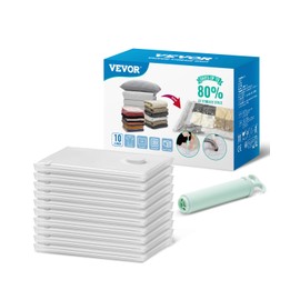 VEVOR Vacuum Storage Bags, 10 Jumbo Space Saver Vacuum Seal, Compression Airtight Space Bags, Zipper Sealer Bags for Clothes, Bedding, Blanket, Pillows, Comforters, Travel (Hand Pump Included)