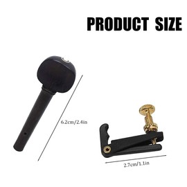 4 Pcs Ebony Violin Tuning Pegs and 4Pcs Violin Fine Tuners Set， Suitable for 4/4 Size Violin Fiddle Replacement Accessory Kit
