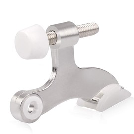 HOMOTEK 8 Pack Hinge Pin Satin Nickel Door Stopper,Adjustable Deluxe Heavy Duty Door Stopper 2-1/2"x1-3/4,with White Rubber Bumper Tips
