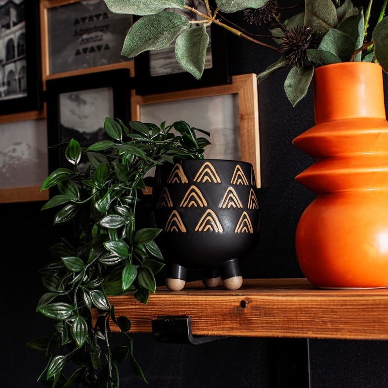 Sass & Belle Wax Resist Triangles Black Leggy Planter