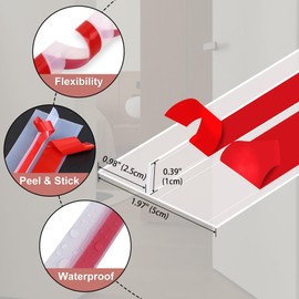 Lunghaa 240" x 1.97" T-Shaped Shower Door Draft Stopper, Self-Adhesive Seal Strip Weather Stripping for Doors & Windows Gaps, Clear