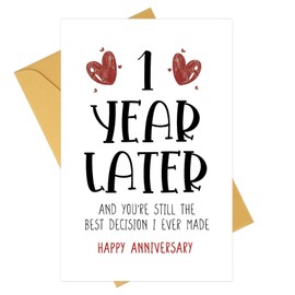 AIQIUQIU Anniversary Card, Happy One Year Card for Girlfriend, First Anniversary Card for Him Her, Funny & Romantic 1st Wedding Anniversary Card for Wife Husband