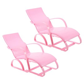 UPKOCH 2 Pcs Mini Dolls House Miniature Folding Beach Chairs Plastic Beach Lounge Chairs Dollhouse Furniture Accessories 11.5inch