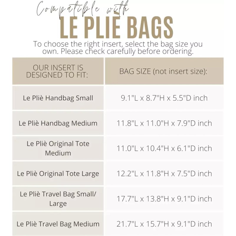 Longchamp 롱샹 르 플리지 백 오거나이저와 호환되는 럭셔리 방수 나일론
