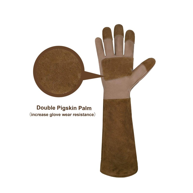 HANDLANDY Long Gardening Gloves for Men Women Pigskin Rose Gloves
