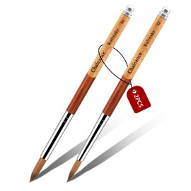 Aokitec Acrylic Nail Brush Set for Acrylic Powder, 2Pcs(12#+16#) Nail Brush for Acrylic Application, 100% Oval Kolinsky Sable Nail Art Brush with Mix Wood Handle