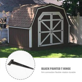 6 Pcs 10" T Strap T Hinge Set Heavy Duty Gate Shed Door Barn Door Forged Material Rust Proof Black with Screw Fixings