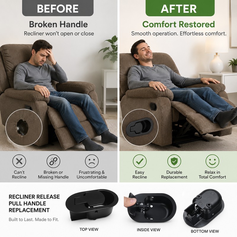 Universal Recliner Release Handle with Cable – Replacement Pull Lever