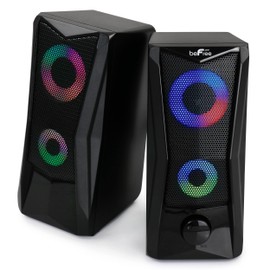 beFree Sound Computer Gaming Speakers with Color LED RGB Lights