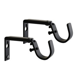 VinBee 3PCS Curtain Drapery Rod Bracket 1-inch Rod, Adjustable (Black)