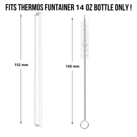 Bubrike Replacement Straws Compatible with Thermos Funtainer 14 Ounce Kids Water Bottle- Accessories Set Include 8 BPA-FREE Straws and 2 Cleaning Brush