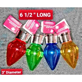 Christmas house SET OF 4: LARGE CHRISTMAS SOLAR HANGING LIGHT BULBS