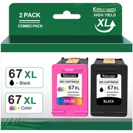 67XL Black/Tri-Color Ink Cartridge Combo Pack Remanufactured for HP DeskJet 2855e 1255, 4100, 2700 Series, for HP Envy Pro 6455 6485 6000, 6400 Series Compatible for HP Ink 67 XL HP67 Cartridge