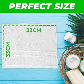 Towelogy® Fast Drying Flannel Face Cloth 100% Cotton Super Soft Premium Washcloths Facial Towels | OEKO-TEX Certified 33x33 cm (Snowy, 2)