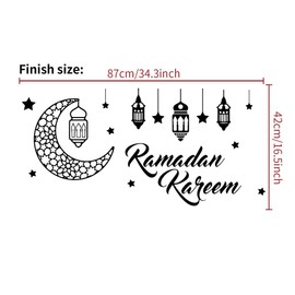 Ramadan Kareem Wall Stickers, Removable Hollow Moon Star Lantern Wall Sticker Decals, Peel and Stick Eid Mubarak Art DIY Wall Decorations Window Clings Decor for Ramadan Party Home Living Room Bedroom