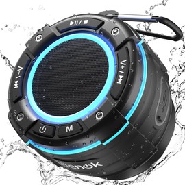 RlENOK Shower Speaker Bluetooth FM Radio IPX7 Waterproof 12H Playtime RGB Lights Portable Speakers Wireless Bluetooth Mini Speaker with Suction Cup Hook for Bathroom Party Travel Outdoor