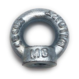 Ring Nuts Galvanised C15 – M8 – Pack of 10 – Load Capacity: 140 kg [Choice of Sizes M6 M8 M10 M12 M16] Crane Eye Lashing Eye Nut Similar to DIN 582 [M8, 10x]