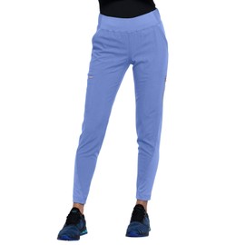 Cherokee Statement CK175 Women's Mid-Rise, Tapered Leg Pull-on Pant, Ciel Blue, Large
