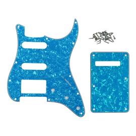 ROZILO 11 Hole Light Blue Pearl Strat HSS Pickguard Guitar BackPlate Set For Fender US/Mexico Made Standard Stratocaster Guitar Part