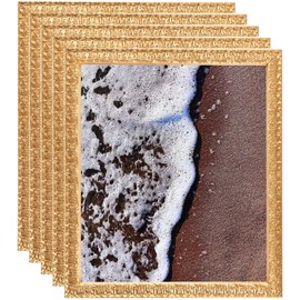 ArtToFrames 11x14 Inch Gold Picture Frame, 5 - Pack, This 1.00 inch Custom Wood Poster Frame is 1" Wide - Versailles Gold, Comes with Regular Glass (Frame_Pack_5_D11239-11x14)
