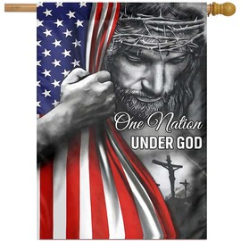 One Nation Under God Garden Flag - Christian - Jesus - USA Double Side Garden Flags House Yard Decor 28x40in