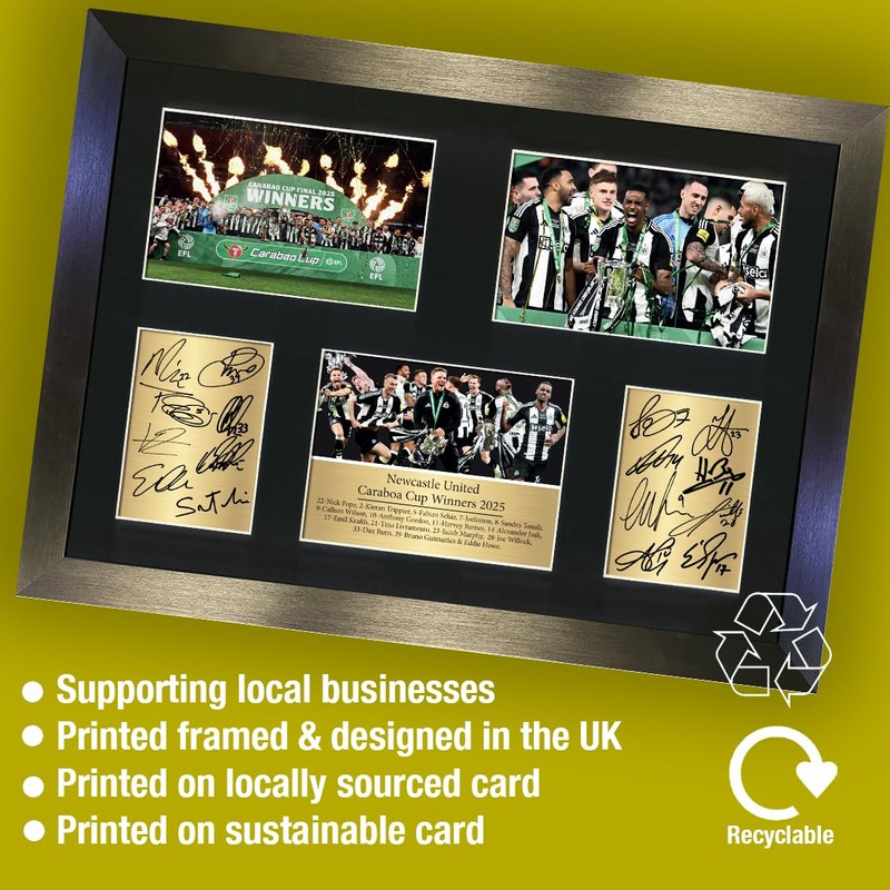 Newcastle Carabao Cup Winners 2025 Limited Edition Reproduction Autograph Poster