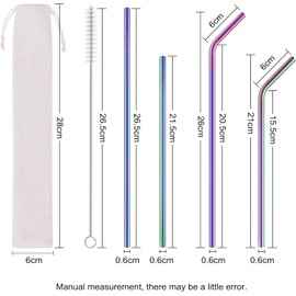 Edelstahl Strohhalm, Wiederverwendbar Edelstahl Trinkhalme, 24 Stück Bunte Strohhalme Metallmit 2 Reinigungsbürsten und 1 Aufbewahrungstasche, Umweltfreundlich Gerade Gebogene Trinkhalme MEHRWEG