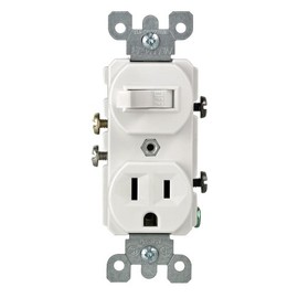 Leviton Combo Switch and Receptacle, 109-05225-WSP, White