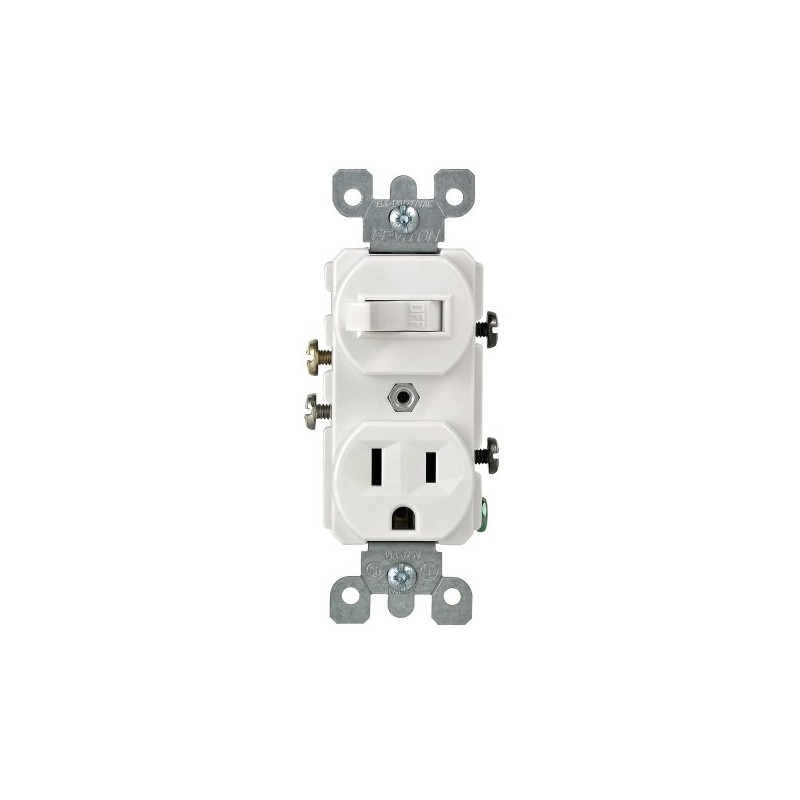 Leviton Combo Switch and Receptacle, 109-05225-WSP, White
