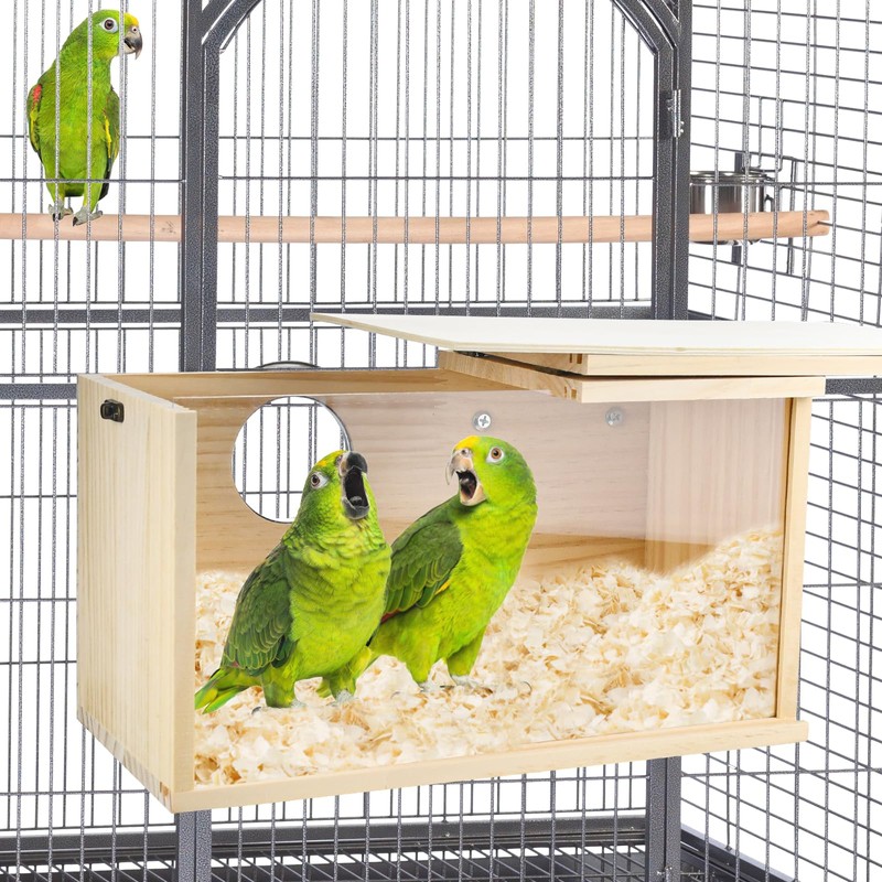 CooShou Parakeet Nesting Box Cockatiel Nesting Natural Pine Bird Nest
