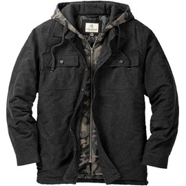 Legendary Whitetails Men's Maplewood Hooded Shirt Jacket, Black Heather