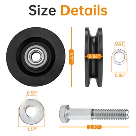 90040 Carriage Wheel Kit Complete Ladder Hoist Replacement Parts for TranzSporter TP250 and TP400 Ladder Hoist Roofing/Shingle/Material (4 Pack)
