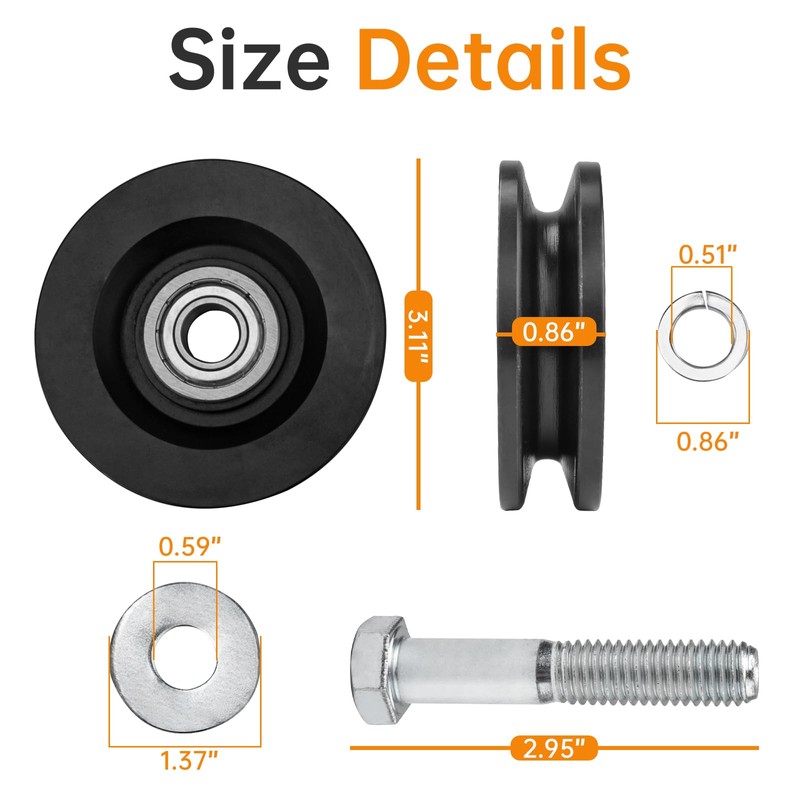 90040 Carriage Wheel Kit Complete Ladder Hoist Replacement Parts for
