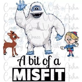 Handmade Sublimation Transfer Print Misfit Christmas Ready To Press Heat Transfer