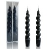 7.3Inch Black Spiral Taper Candle, Blue Candle Sticks Twisted Candles