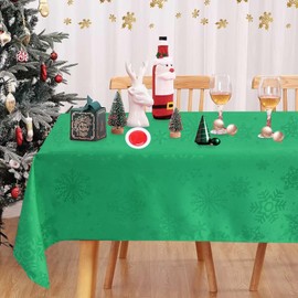 Grandisk Christmas Rectangle Tablecloth Waterproof Wrinkle Free Snowflake Jacquard Fabric Table Cloth for Xmas Winter Holiday New Year Washable Table Cover for Party Picnic Dinner Decor