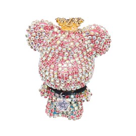 UAUTO Fashion Cute Crystal Diamond Crown Big Head Bear Car Air Freshener Perfume Vent Fragrance Clip Aroma Diffuser or Decoration (Pink)