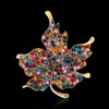 Color Diamond Rhinestone Maple Leaf Brooch Pin for women