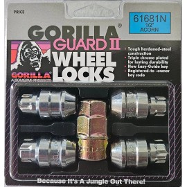Gorilla 61681N Gorilla Guard Chrome (1/2” Thread Size) Acorn Wheel Lock SET of 4