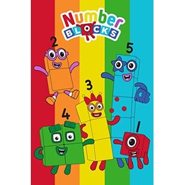 Numberblocks Fleece Blanket - Rainbow Numbers Design - Bed Throw Super Soft Blanket - 100 x 150cm