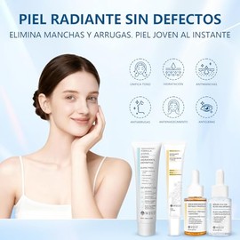 WEUD Skin Care Coreano 4 En 1 Kit, con 1 Crema Hidratante Niacinamida + 1 Contorno de Ojos con Retinal + 1 Serum Centella Ácido Hialurónico + 1 Serum Péptidos Propóleo, para Todo Tipo de Piel