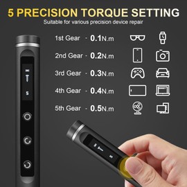 Electric Screwdriver Set,76 IN 1 Mini Electric Screwdriver Cordless Set with LED Display,5 Torque Settings Repair Tool Kit for Electronics Phone Camera Laptop Watch