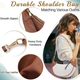 VX VONXURY Shoulder Bag for Women, Small Faux Leather Crescent Crossbody Purse with Zipper Closure, Fashion Underarm Handbag