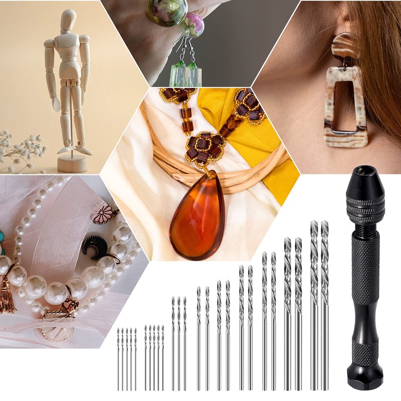 Daily Treasures 34Pcs Pin Vise Hand Drill Set, Include Pin
