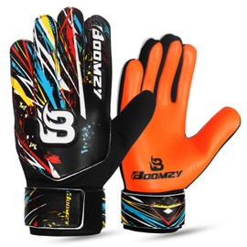 BOOMZY Soccer Goalie Gloves for Kids Boys Children, Youth & Adult Football Goalkeeper Gloves with Double Wrist Protection (Orange Fluorescent, Size 5 suitable for 9 to 12 years old)