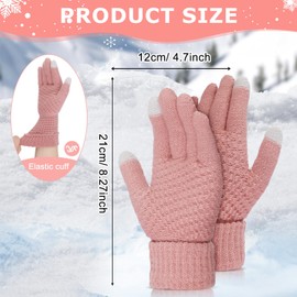 Abeillo Winter Gloves, Knitted Gloves Touch Screen Gloves, Touchscreen Gloves, Finger Gloves, Winter Gloves, Sports Gloves, Winter Gloves for Men and Women (Pink)