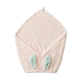 CB Japan Carari Zooey Hair Turban, Facial Cleansing, Pool, Bath, Microfiber w/ 3x Absorption Power, Rabbit, Head Circumference 17.3 - 26.8 in (44 - 68 cm), Quick Absorption in Fiber Gap, Quick Dry