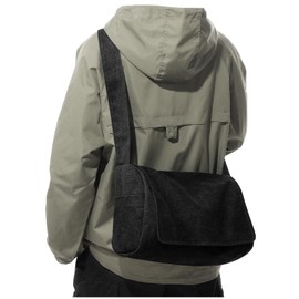 VENATIN Men's Canvas Shoulder Bag, Vintage Canvas Messenger Bag, Laptop Bag, 15.6 Inch for Work, Work Bag, Black