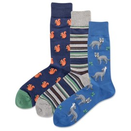 Hot Sox Men's Fun Conversation Starter Crew Socks-3 Pair Pack-Cool Funny Pop Culture Gifts, Nature Animals, 6-12